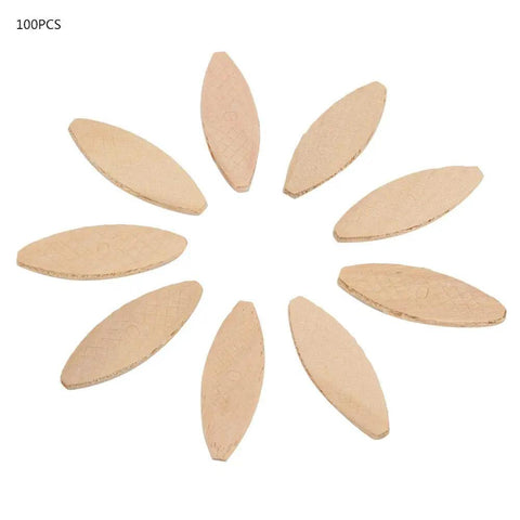 Pro Grade Solid Wood Biscuit Joinery Kit in Sizes 0, 10, and 20 for Precise Cabinet and Furniture Bonding, 100 Piece Bag
