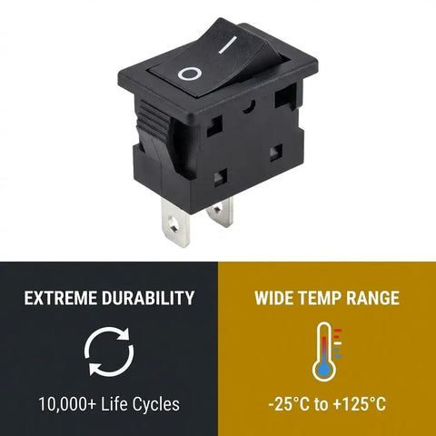 KCD1 Power Switch Two Pack 6A 125V and 250V AC Boat Rocker On Off Toggle Switch with two pins visible for DIY gadgets