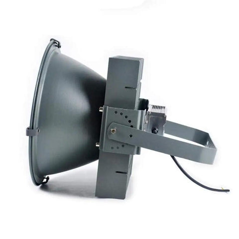 Heavy Duty Portable Floodlight With A Rock Solid Aluminum Build And Hella Bright LED Spotlight For Outdoor Job Sites And Backyard Chores Rechargeable Work Lamp side view showcasing rugged design and mounting bracket.