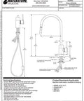 Contemporary Extended Reach Pulldown Kitchen Faucet With Slick Polished Gold Finish And Positive Lock Pulldown Spray Head Plus 360 Swivel Spout diagram with technical specifications.
