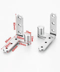 80x80mm stainless steel pivot hinge for heavy doors, silver finish, with concealed design and high load capacity.