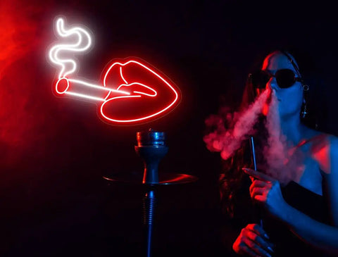 Custom Smoke LED Neon Sign for Bar Restaurant and Home Decor Personal Gift Wall Light Lit Neon Logo for Parties Mood Lighting 21x13 Inch Size