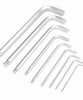 Heavy Duty 9Pcs Ball End Hex Key Wrench Set Made From Premium Chrome Vanadium Steel Professional L Shaped Socket Tools For Mechanics And DIY Pros Who Love A Solid Grip With Rust Resistant Finish, 9-piece silver set
