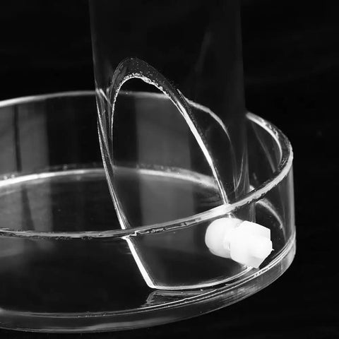 Close-up of Crisp Acrylic Aquarium Feeder Tray, 9.84 Inch Leak Proof Fish Tank Feeding Tube connection detail in clear acrylic.