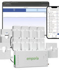 Commercial Three Phase Smart Energy Monitor With No Sweat Install Clamp Sensors Track Real Time Usage And Solar Net Metering For Dead Simple Business Power Tracking displayed with smartphone and desktop interface.