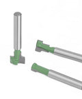 1 Pc 1/4 Inch Shank T Slot Cutter Router Bit For Precision Woodworking shown from various angles, featuring metal shank and green cutting edge.