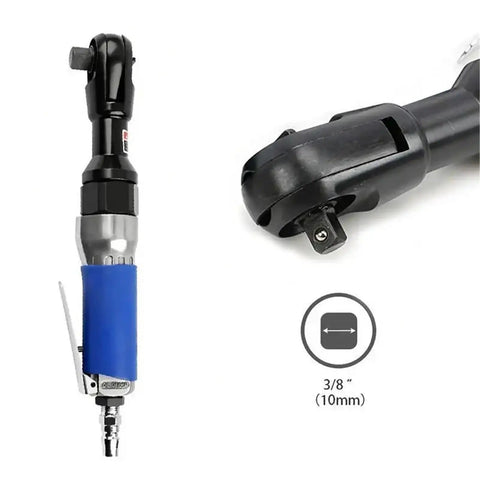 Badass Heavy-Duty 90 Degree Air Ratchet Wrench All Metal Right Angle Pneumatic Trigger, 3/8 drive socket, compact design.