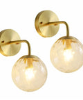 Lit Water Ripple Lampshade Double Gold Wall Sconce Set Dope Luxury Antique Brass Metal Wall Light With Up Down Adjustable Mount