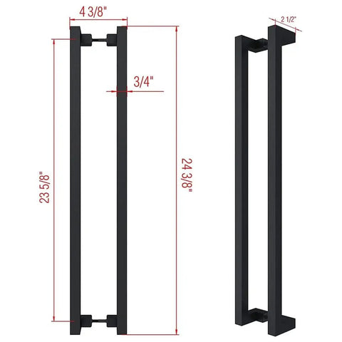 24 Inch Beefy Heavy Duty Flat Barn Door Push Pull Handle Set Double Sided Entry For Wood Glass Aluminum Doors Ideal For Office Storefront Garage Commercial Use Rust Resistant Carbon Steel 1 Pair