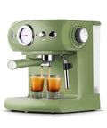 Retro Green Coffee Machine For Home And Small Biz Cafes Semi Automatic And Fully Automatic Espresso Pump With Strong Steam For Creamy Milk Foam Barista Vibe At Home Easy Brew Durable Plastic Shell