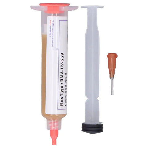 10cc Solder Flux Paste For Easy Tinning And Strong Joints, RMA-UV-559 with needle and plunger, ideal for sensors and BGA chips