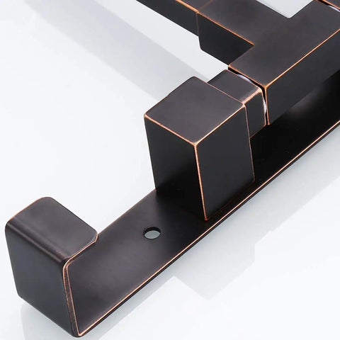 Close-up of Oil Rubbed Bronze 4 Arm Swivel Towel Rack Wall Mount With Hooks For Bathroom Door And Kitchen, Space Saving Towel Bar Organizer