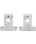 Rock Solid Linear Rail Shaft Support Brackets Kit 2 Pack Vertical Optical Axis Holders For Electronics Guide Rods Drive Shafts And Pillars Low Friction High Strength Stable Mounts, 2 silver aluminum SK12 mounts