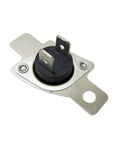 Replacement Thermistor Inlet Control for Dryer Heating Element WE4M398, side view showing metal connectors and mounting plate