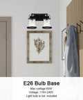 Matte Black Two Light Vanity Lights For Bathroom Farmhouse Rustic Over Mirror Sconces With Hammered Glass Shades