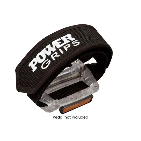 Wide Platform Bike Pedal Straps For Lockdown Foot Retention, Adjustable Fat Straps For Maximum Power, Clipless Ready, shown on platform