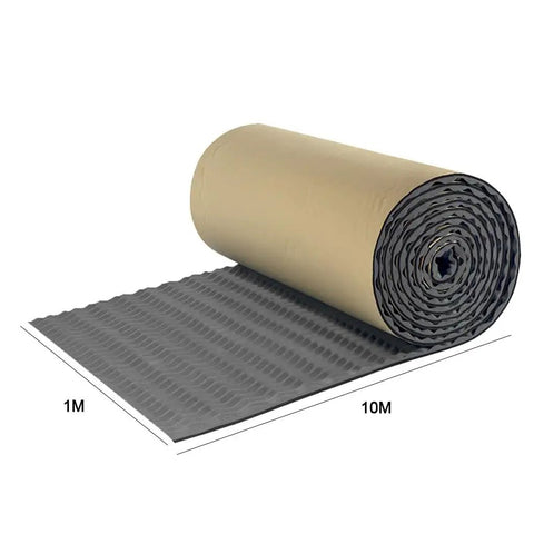Top Tier Acoustic Foam Roll In Rich Red Heavy Duty Self Adhesive Backing High Density Soundproof Wall Panels rolled out, showing texture.
