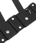 Close-up of black steel hinge from the Heavy Duty Spring Cupboard Door Hinges Set Pneumatic Folding Lid Support For Wood Cabinets And Wooden Boxes