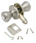 Privacy Door Lock Set For RVs With Push Button Privacy, Silver Finish, Extra Wide Grip Handle, includes screws and strike plate