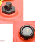 Close-up of EPA Compliant Topside Marine Fuel Tank, 6 Gallons, showing cap tether and sight gauge, Model 620049LP.