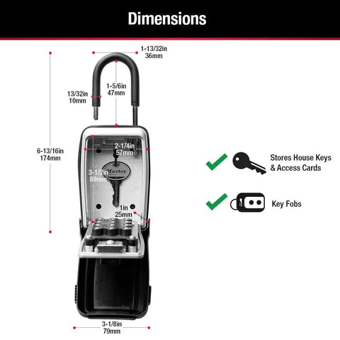 Dimensions of 2 Pack Key Safe Lock Box With Push Button Combo, Wall Mount Key Safe For Realtors And Landlords, indoor outdoor use.