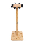 Eight Rod Floor Stand For Fishing Poles Bamboo Base Storage Rack With Soft Ring Protectors visible upright