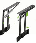 Two Pack Hydraulic Lift Top Hinges For Coffee Tables Featuring Quiet Soft Close Action And Smooth Glide Motion heavy duty black metal hinges