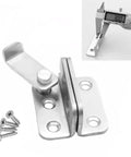 No Nonsense Heavy Duty Stainless Steel Flip Latch Lock 2 Pack Padlockable Bolt Latches with screws, brushed finish, close-up view