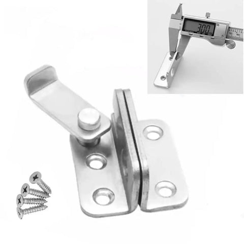No Nonsense Heavy Duty Stainless Steel Flip Latch Lock 2 Pack Padlockable Bolt Latches with screws, brushed finish, close-up view