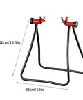 Foldable Bike Repair Stand For Home Garage Use Aluminum Portable Height Adjustable Floor Stand dimensions shown