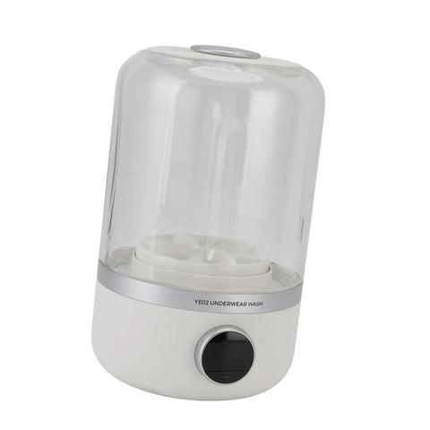 Portable Mini Washing Machine With Rechargeable Power Pocket Sized Laundromat Lightweight Compact Washer on a white background.