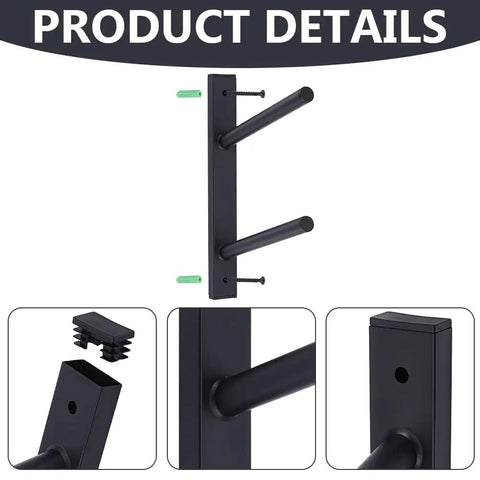 Heavy Duty Four Tier Skateboard Wall Mount Rack Adjustable Ski And Snowboard Holder displaying metal frame with adjustable arms.