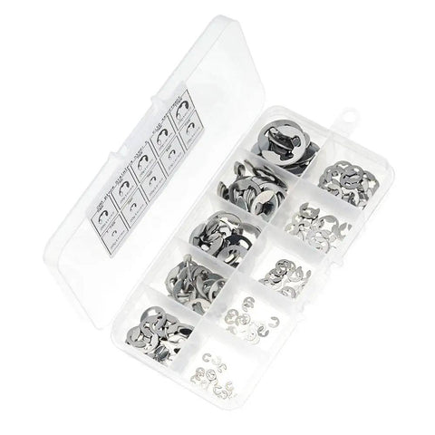 200 Piece Stainless Steel E Clip Washer Assortment Kit From M1 5 Through M10 304 Stainless Circlips Retaining Rings For Shaft Fasteners