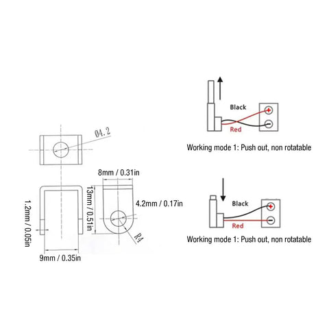Technical diagram of Compact 24V DC Linear Actuator With 150N Thrust, 0.39 Inch Stroke detailing dimensions and wiring