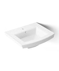 Archer Pedestal Bathroom Sink Basin With One Hole Faucet Drilling Sleek Vitreous China White 24 Inches Long By 20.5 Inches Wide