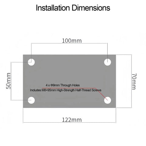 Diagram showing installation dimensions for Aluminum Spindle Motor Mount Bracket Clamp With Screws Tool Set For CNC Engraving 90mm