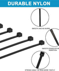 Heavy Duty Eight Inch Cable Zip Ties 100 Pack With Fifty Pound Tensile Strength, Premium Black Nylon Tie Wraps demonstration