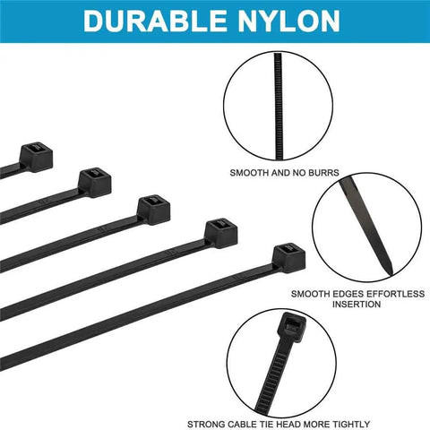 Heavy Duty Eight Inch Cable Zip Ties 100 Pack With Fifty Pound Tensile Strength, Premium Black Nylon Tie Wraps demonstration