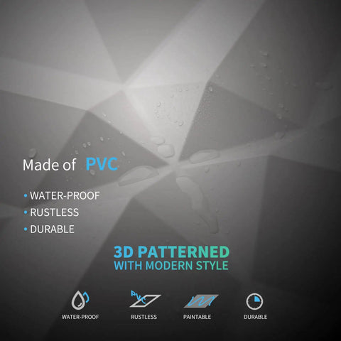 Diamond Pattern 3D Wall Panels PVC White Pack Of 12 Tiles Covering 32 Sq Ft Lightweight Fire Resistant Home Accent DIY Friendly