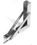 Premium 304 Stainless Steel Folding Shelf Brackets Triangle Wall Mounts showing a close-up of the foldable bracket design.