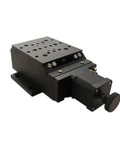 Game Changer Hella Smooth Motorized Rotary Positioning Stage Featuring Precision Optical Stepping Scale And Heavy Duty Worm Gear Drive, side view.