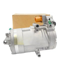 Heavy Duty Electric AC Compressor Crafted For Smooth Cabin Climate Comfort Compatible With Hyundai Kona And Kia Niro Ev Replaces 97701 K4000 Hes33 with box.