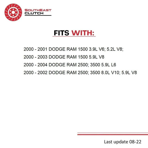 Fits guide for Heavy Duty Pre Filled Master And Slave Cylinder Clutch Kit Assembly Compatible With Dodge Ram 1500 2500 3500 2000 To 2004