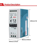 MDR 60 24 24V DC DIN Rail Power Supply 2.5A 60W Beefy Yet Efficient With 85 To 264 VAC Input 24V Output Industrial Grade Blue White Enclosure