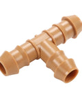 Front view of a barbed tee fitting from the 35 Pieces 1/2 Inch Barbed Tee Fittings For Drip Irrigation Tubing, 3-Way Connector Set For Garden Sprinkler Systems.
