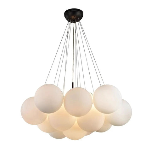 Bubble Glass Chandelier White Ball Suspension Pendant Lamp Hanging Light for Living Room Bedroom Home Decor,Modern with multiple white balls