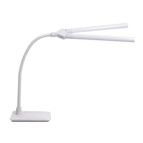 Double Head Desk Lamp With Independent Switch, Flexible Arm, Touch Control, Four Brightness Levels, Multipurpose, White Modern Design