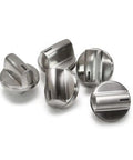 Cooktop Burner Knob Set Replaces 654043 OEM Genuine Replacement for Gas Range Stoves, shown in durable metal, five pieces