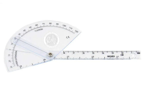 Original 6 Piece Goniometer Set Plus Measuring Tape 7 Piece Comprehensive Angles Kit For Physical Therapy And Rehab EGM431 Includes Multiple Size Goniometers clear plastic goniometer with measuring tape