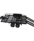 Heavy Duty Metal Trailer Cargo Carrier Kit For One Ten Scale RC Crawler Cars, black metal trailer with dual ramps, suitable for custom builds.